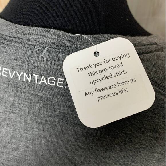 Hand Printed Upcycled Womens Medium Cardinal Short Sleeve 1/4 Button Soft Top - Picture 4 of 4